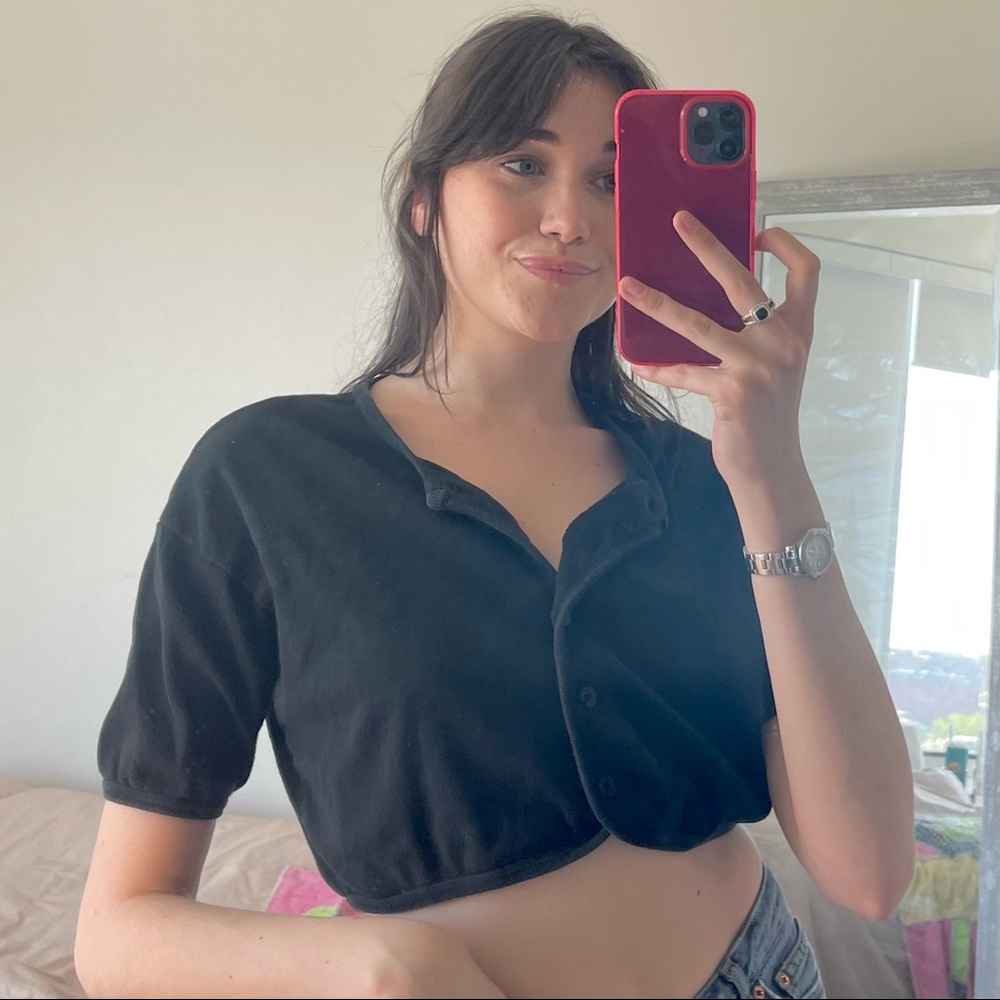 Brandy Melville black button up cardigan w/ short sleeves